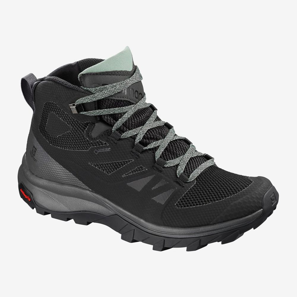 Salomon OUTLINE MID GTX Zapatillas Trekking Mujer - Negras - Colombia (13856-HMDF)